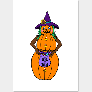 Trick Or Treat Halloween Pumpkin Witch Posters and Art